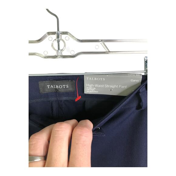 Talbots Curvy Dress Pants Womens 18 Navy Blue High Waist Straight Leg NWT - Picture 2 of 6